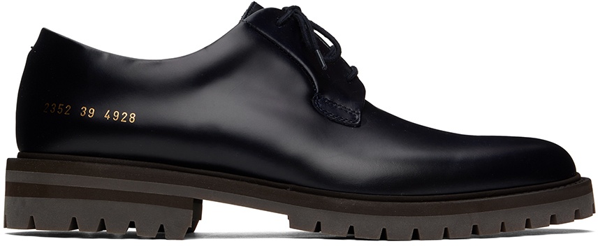 Photo: Common Projects Navy Leather Derbys