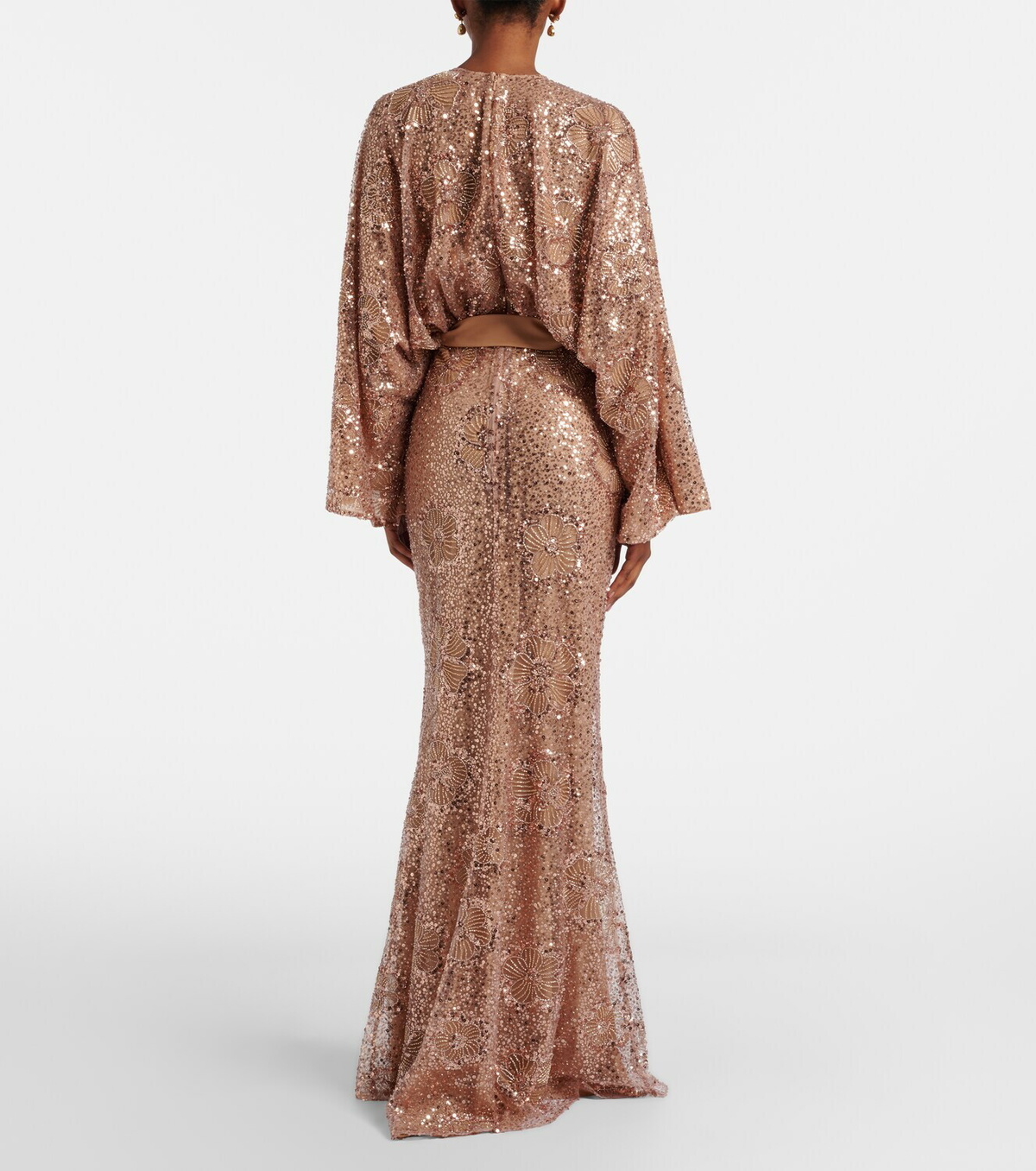 Elie Saab Belted sequined silk-blend gown