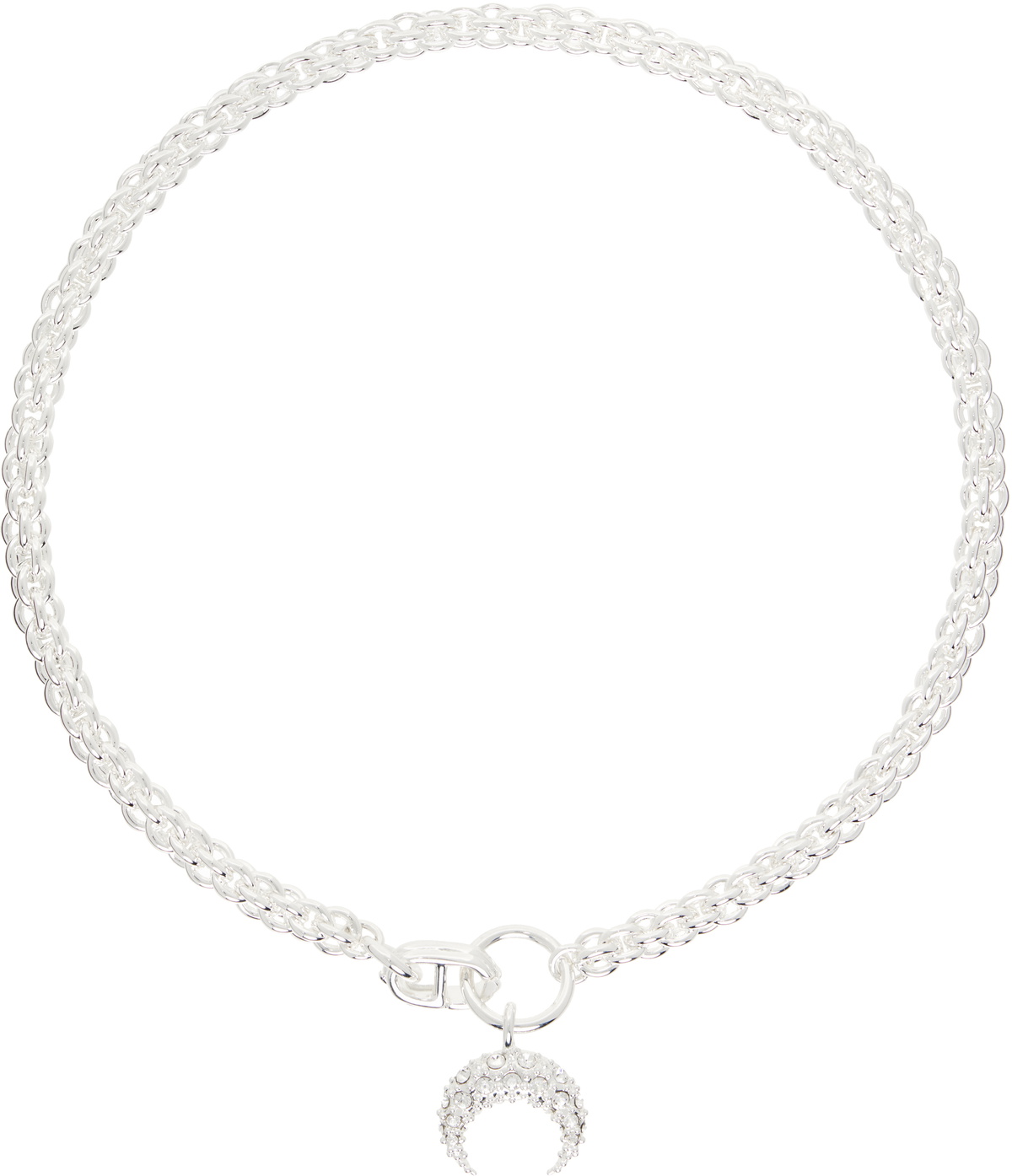Marine Serre Silver Regenerated Tin Moon Charms Necklace