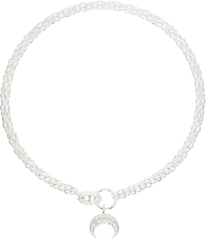 Photo: Marine Serre Silver Rhinestone Moon Chain Necklace