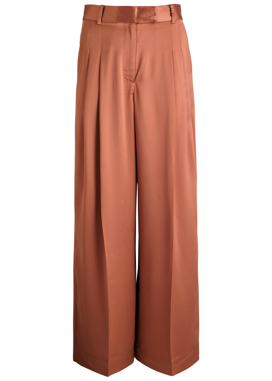 BY Malene Birger Cymbaria Wide-leg Satin Trousers Rust