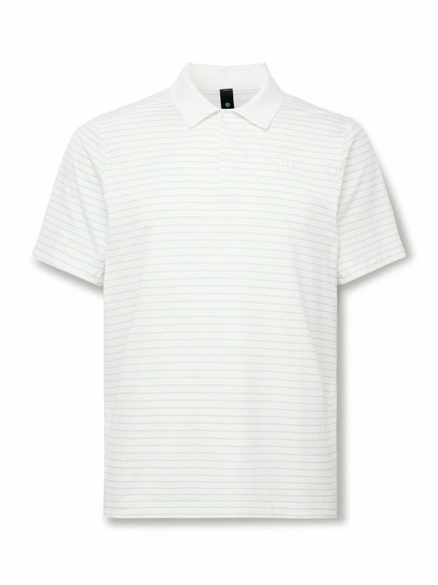 Photo: Lululemon - Logo-Appliquéd Striped Recycled-Jersey Polo Shirt - White