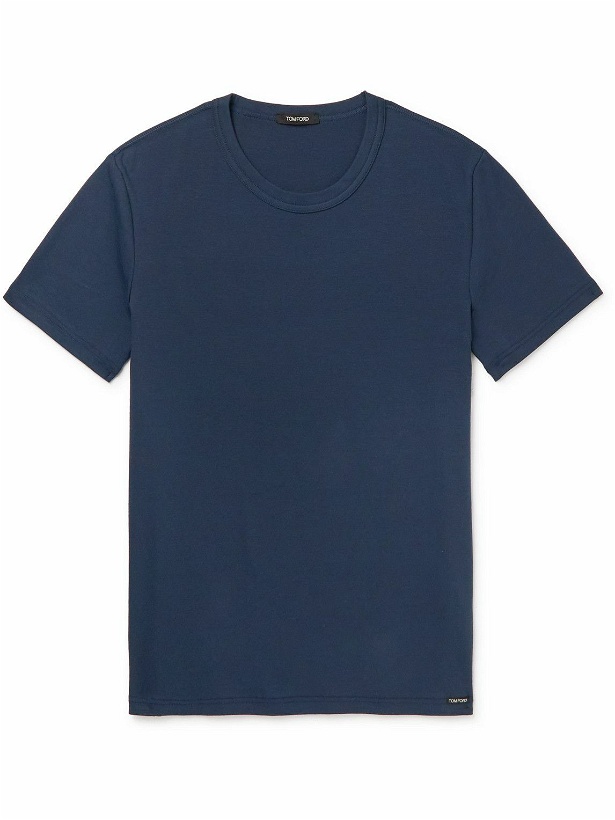 Photo: TOM FORD - Slim-Fit Stretch-Cotton Jersey T-Shirt - Blue