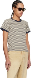 Carter Young Beige & Navy Striped Football T-shirt