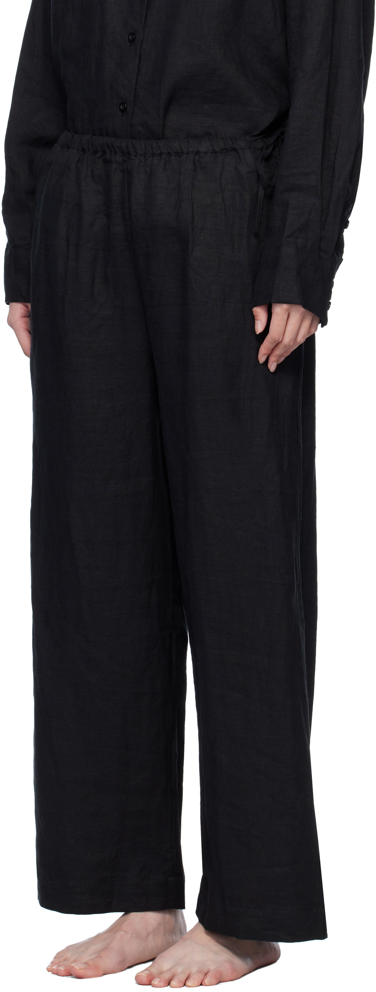 Deiji Studios Black Tie Split Pyjama Set