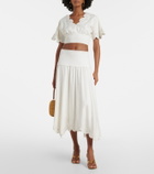Simkhai Broderie anglaise linen-blend crop top