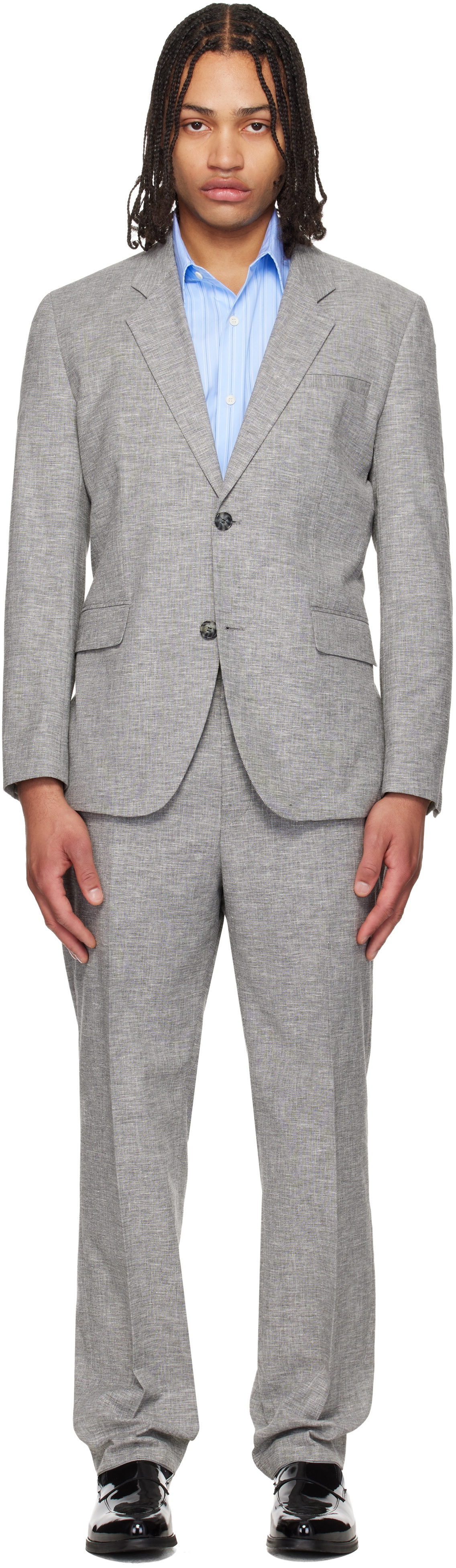 Hugo Gray Two-Piece Modern-Fit Sharkskin Suit