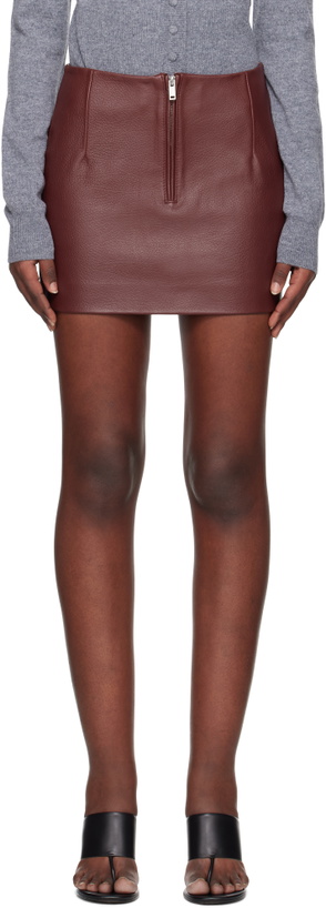 Photo: REMAIN Birger Christensen Burgundy Bonded Leather Miniskirt