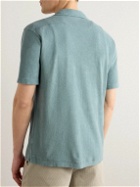 Hartford - Camp-Collar Garment-Dyed Cotton-Terry Shirt - Green