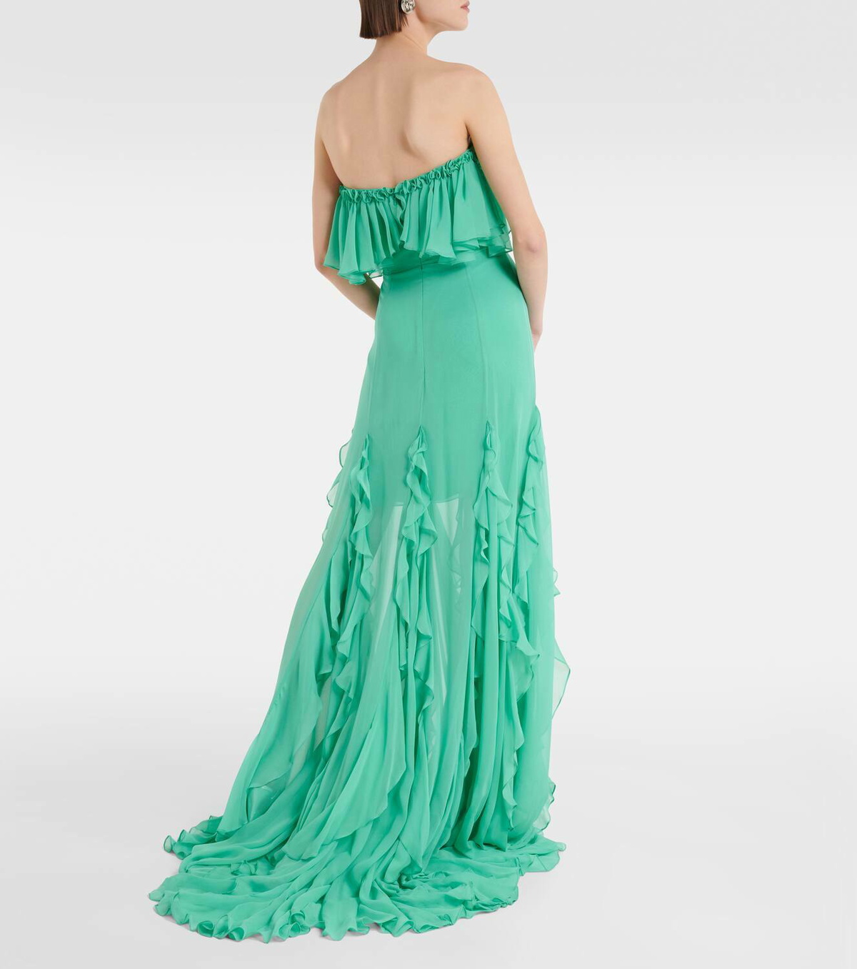 Costarellos Off-shoulder corset silk gown