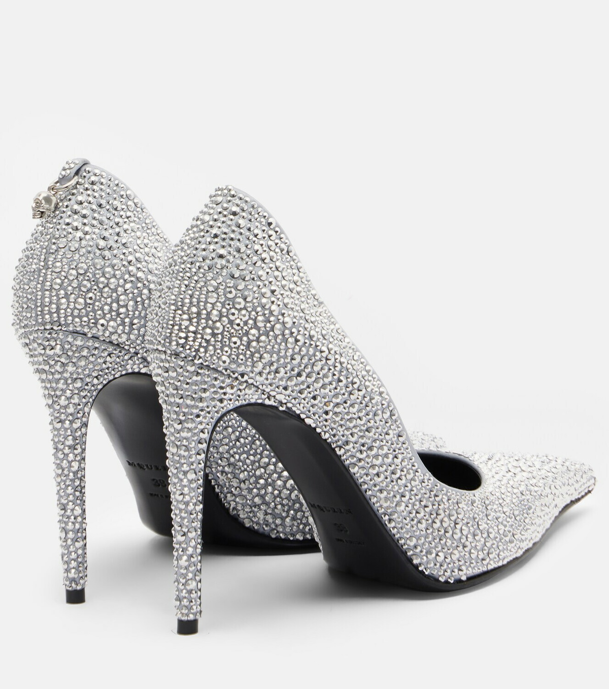 McQueen Skull studded satin pumps