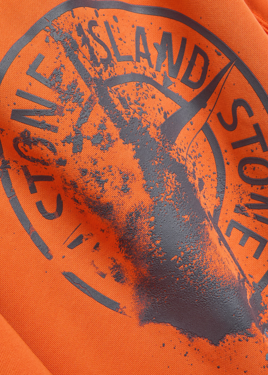 Stone Island Printed Cotton Sweatshirt Orange