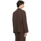 Tekla Brown Poplin Long-Sleeved Pyjama Shirt