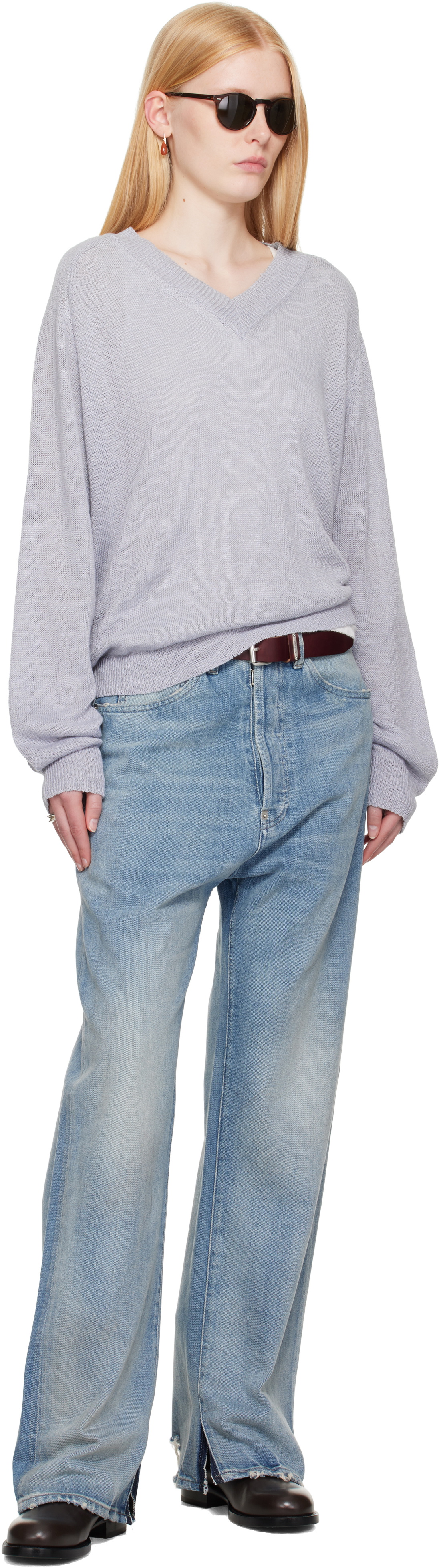OUR LEGACY Blue Rue V-Neck Sweater Our Legacy