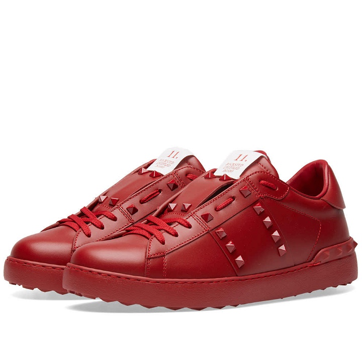 Photo: Valentino Open Low Rockstud Untitled Sneaker Red