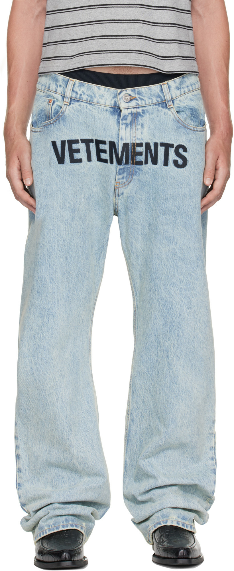 VETEMENTS Blue Embroidered Logo Jeans