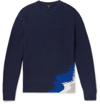 DUNHILL - Intarsia Cotton Sweater - Blue