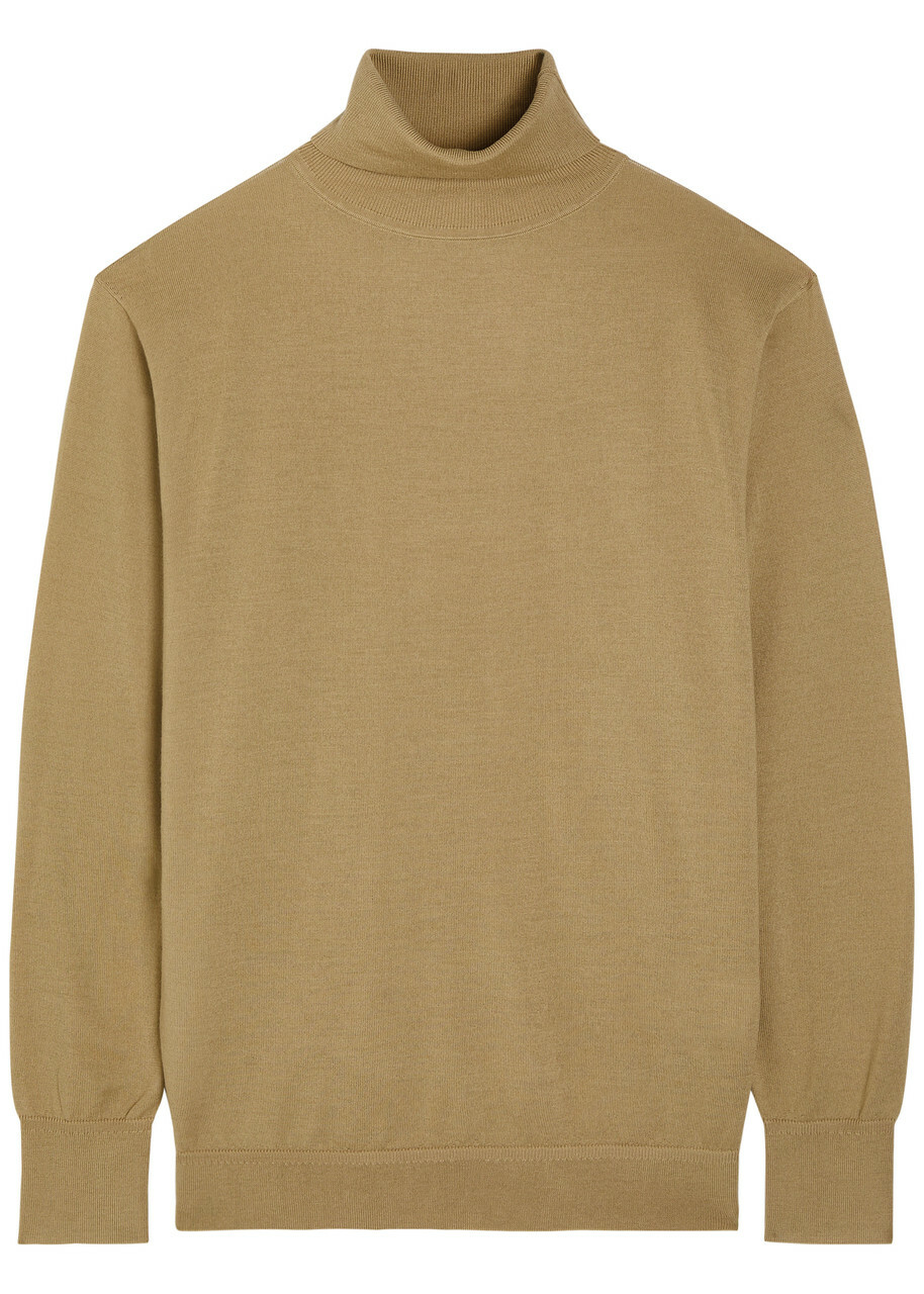 Toteme Turtle-neck Fine-knit Wool Jumper Beige