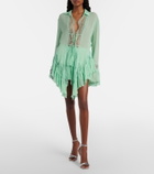 Blumarine Plissé tiered georgette miniskirt