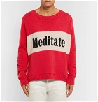 The Elder Statesman - Meditate Intarsia Cashmere Sweater - Red