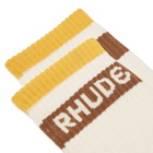 Rhude Men's Stripe Logo Sock in Cream