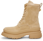 Valentino Garavani Beige Suede Combat Boots