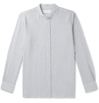Officine Generale - Gaston Grandad-Collar Striped Cotton-Blend Seersucker Shirt - Neutrals