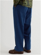 Karu Research - Straight-Leg Pleated Cotton Trousers - Blue