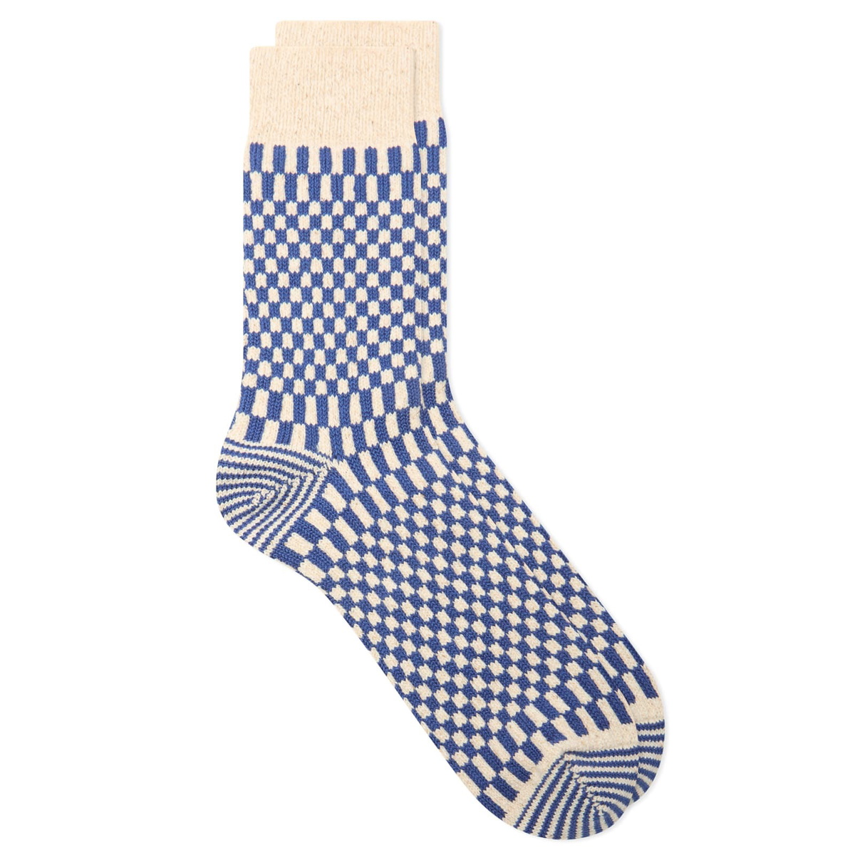 RoToTo Checkerboard Pattern Sock in Blue