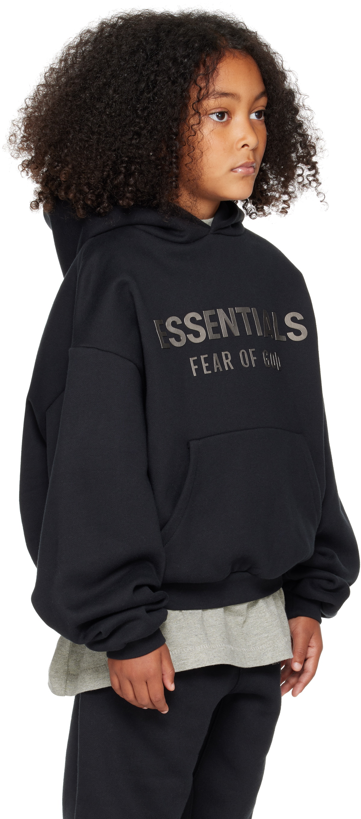 Fear of God ESSENTIALS Kids Black Fleece Hoodie Fear Of God Essentials