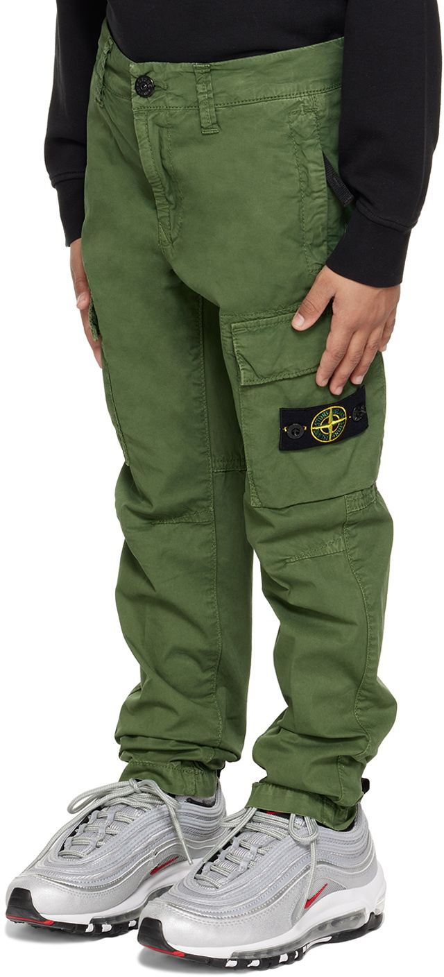 Stone Island Junior Kids Green Patch Cargo Pants