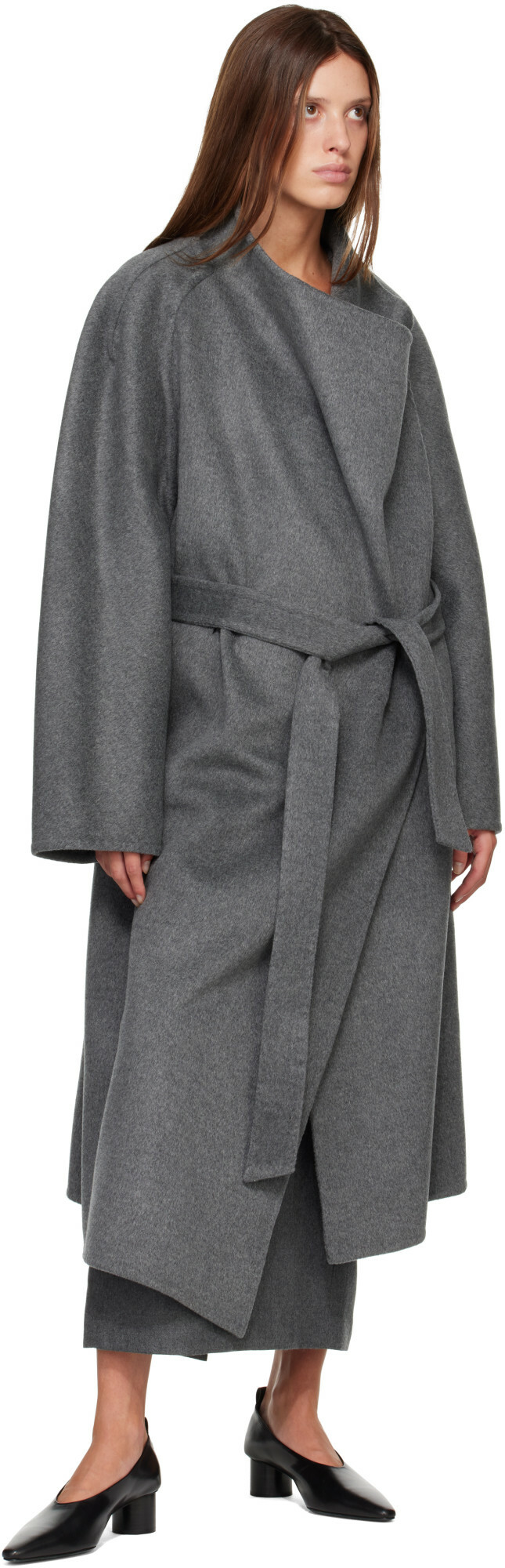 R2W Gray Melonia Wool Maxi Skirt