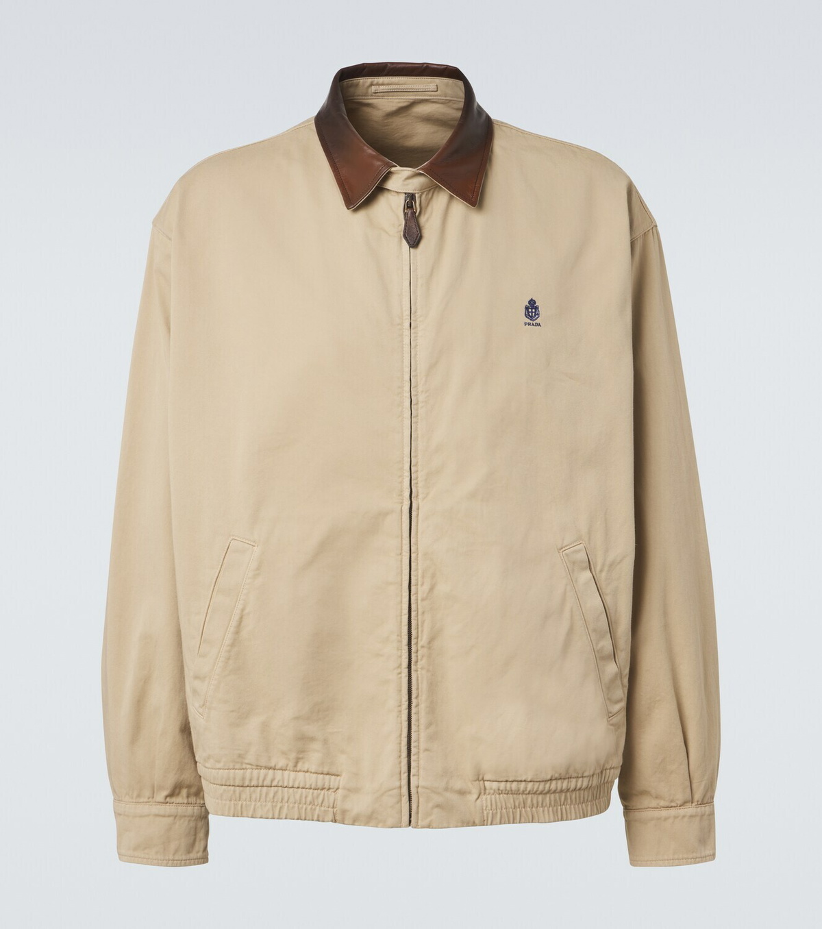 Prada Leather-trimmed cotton blouson jacket