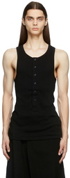 Yohji Yamamoto Black Buttoned Tank Top