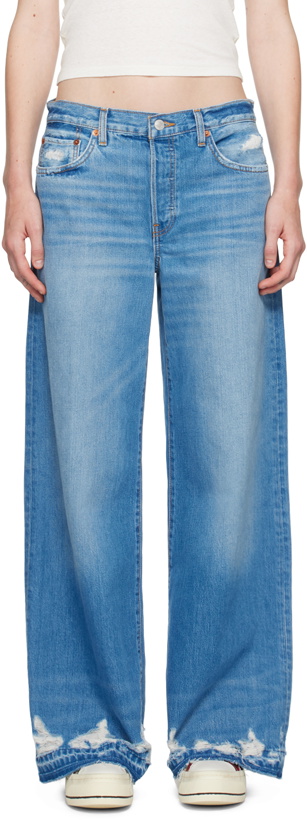 Photo: Re/Done Blue Mid Rise Palazzo Jeans