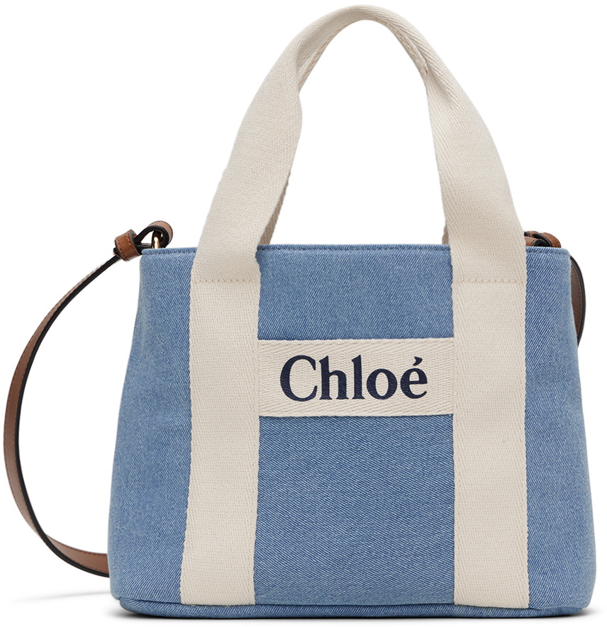 Chloé Kids Blue Printed Denim Bag