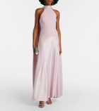 Solace London Cece halterneck crêpe and satin gown