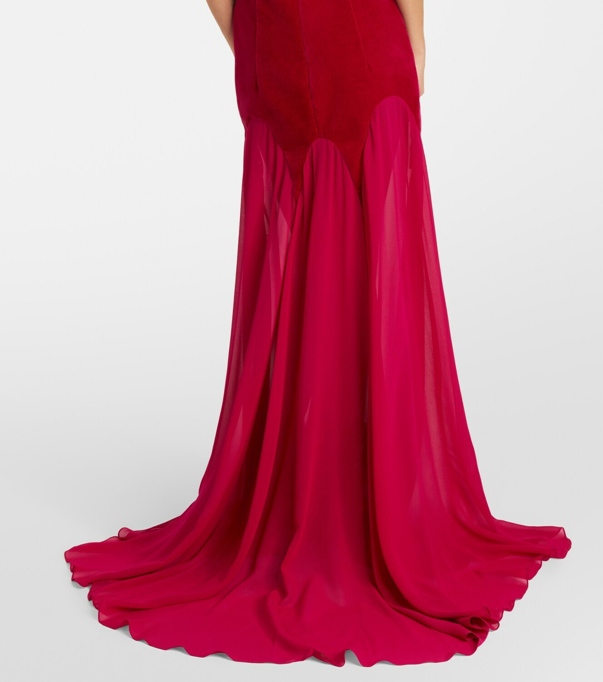 McQueen Velvet-trimmed silk georgette gown