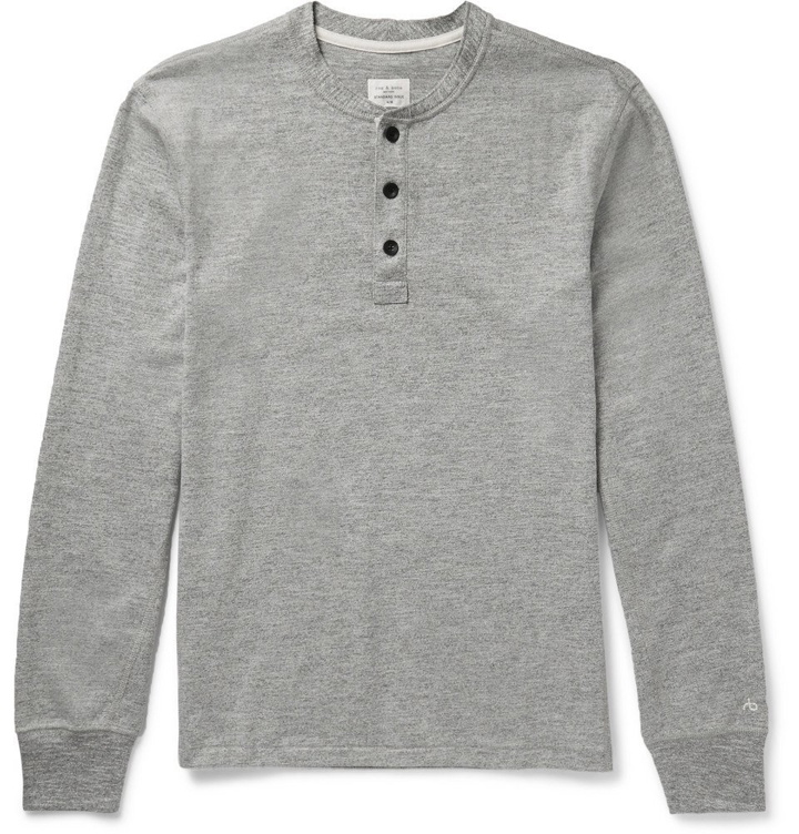 Photo: rag & bone - Slim-Fit Mélange Cotton-Blend Jersey Henley T-Shirt - Gray