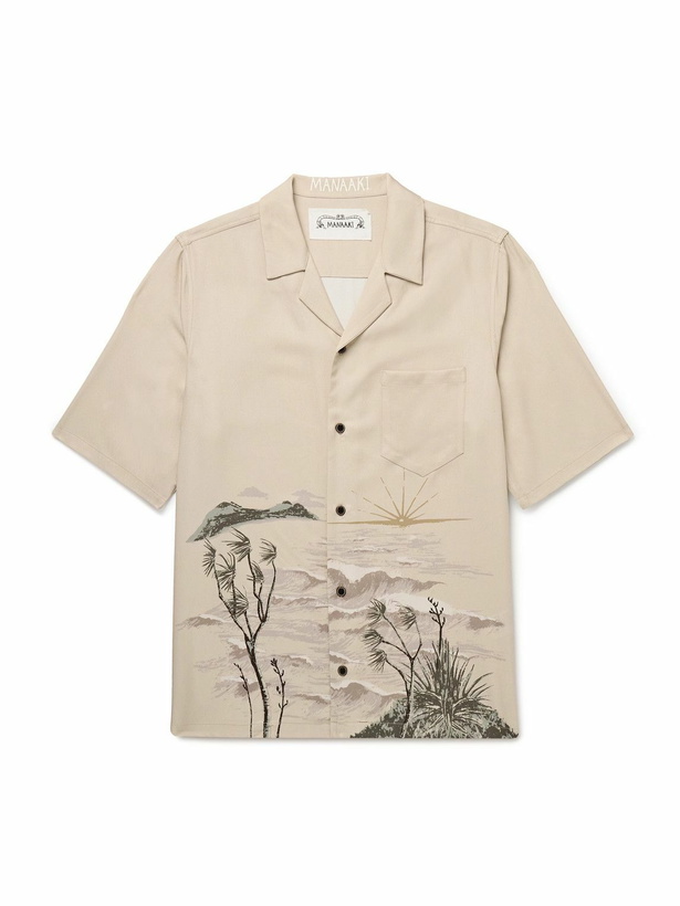 Photo: MANAAKI - Stormy Waters Camp-Collar Printed Lyocell-Twill Shirt - Neutrals