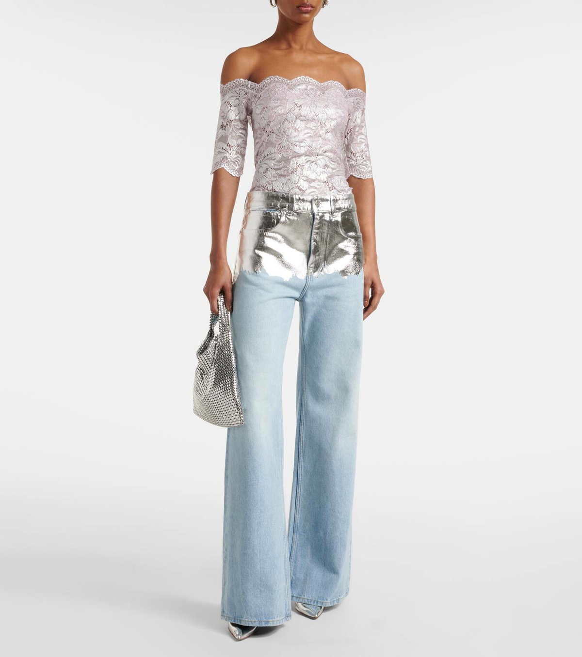 Rabanne Metallic wide-leg jeans