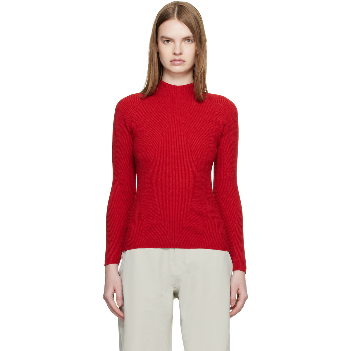 Veilance Red Conic Wool Midlayer Sweater