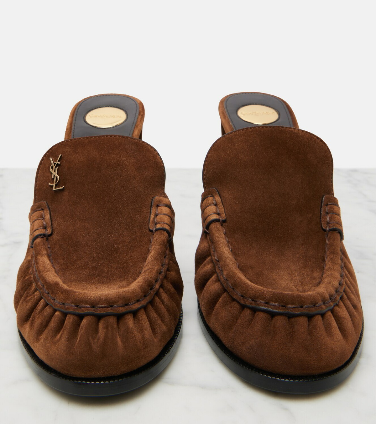 Saint Laurent Le Loafer Cassandre suede mules