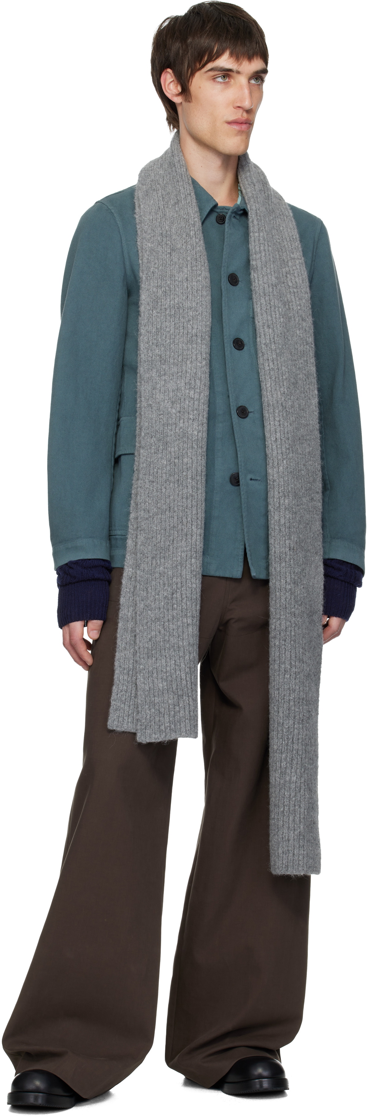 Dries Van Noten Navy Wool Arm Warmers