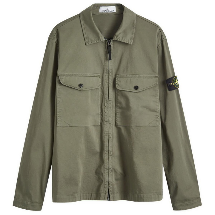 Photo: Stone Island Men's 2 Pocket Garment Dyed Shirt Jacket in Musk