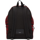 Saint Laurent Black and Red Tartan City Backpack
