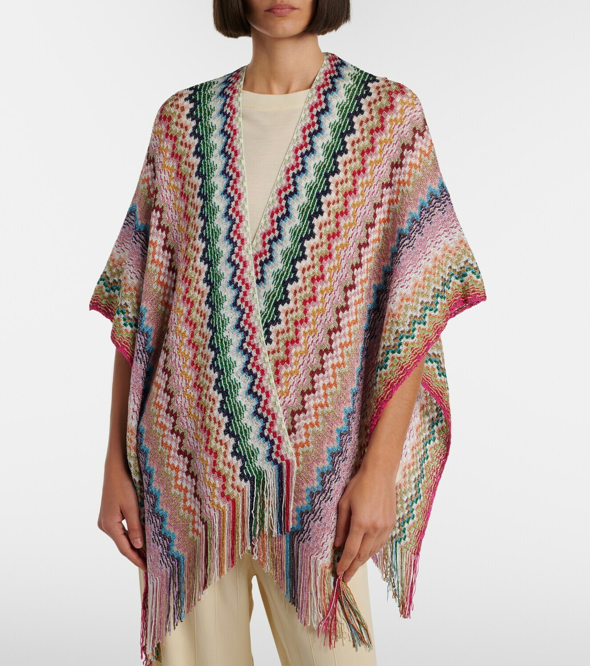 Missoni Zigzag fringed poncho