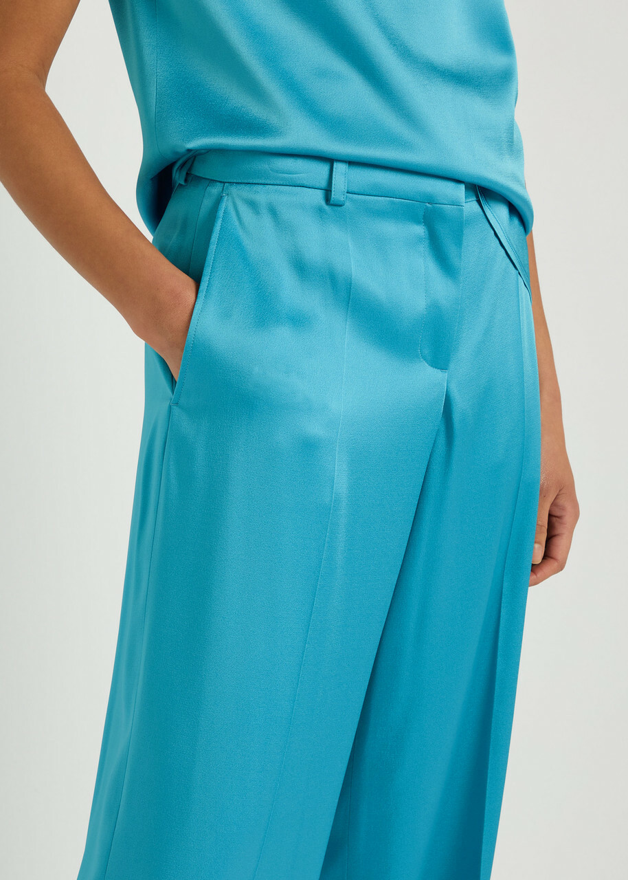 Stella Mccartney Wide-leg Satin Trousers Blue