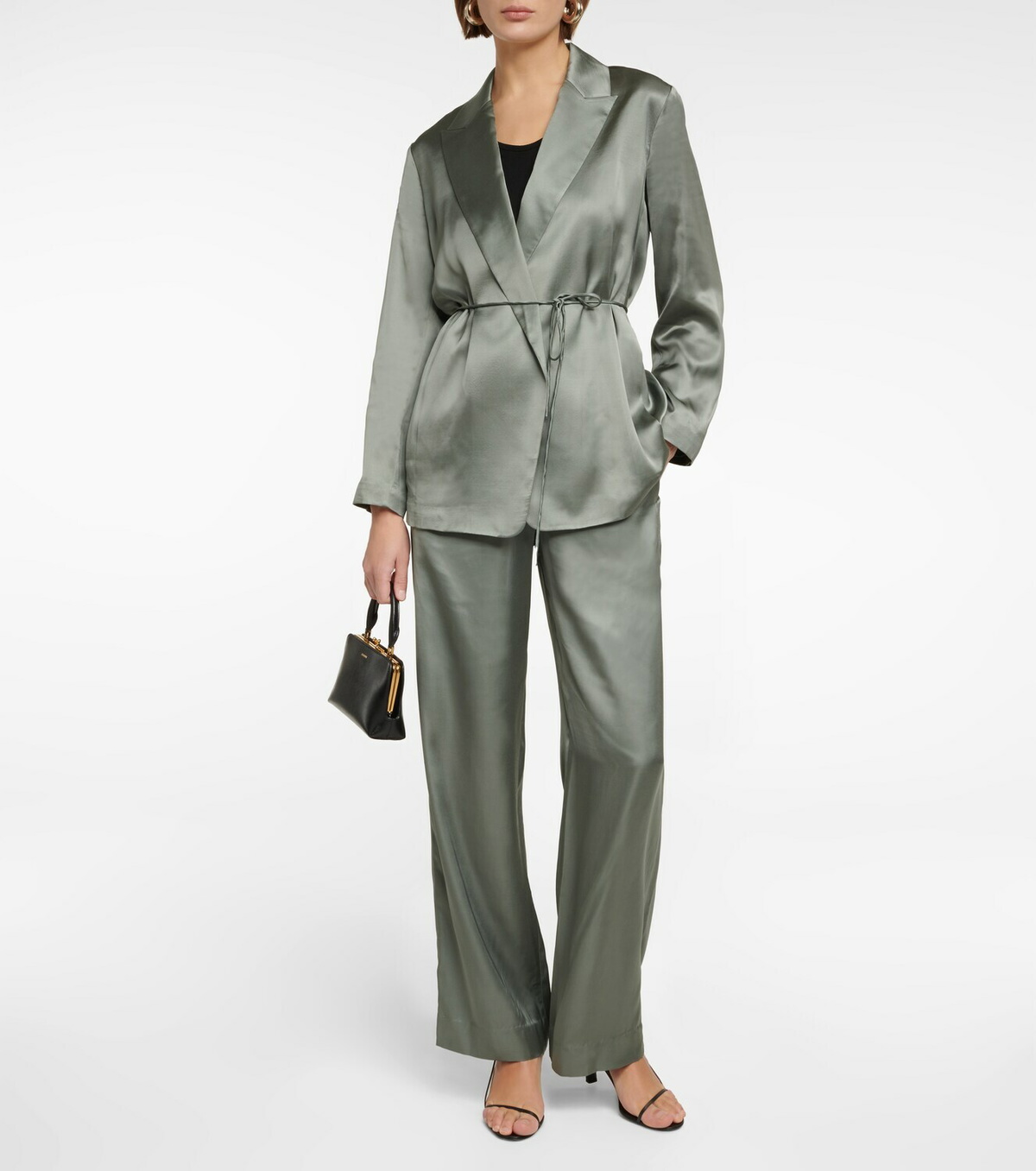 satin blazer with tie detail