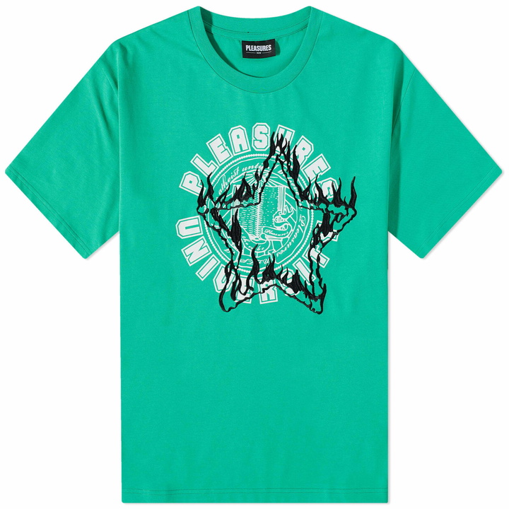 Photo: Pleasures Men's University Heavyweight T-Shirt in Green